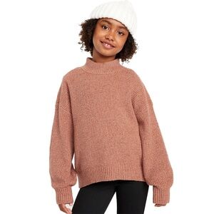 Old Navy Cozy Thermal-Knit Mock-Neck Tunic Pullover Sweater | Size L (10-12)